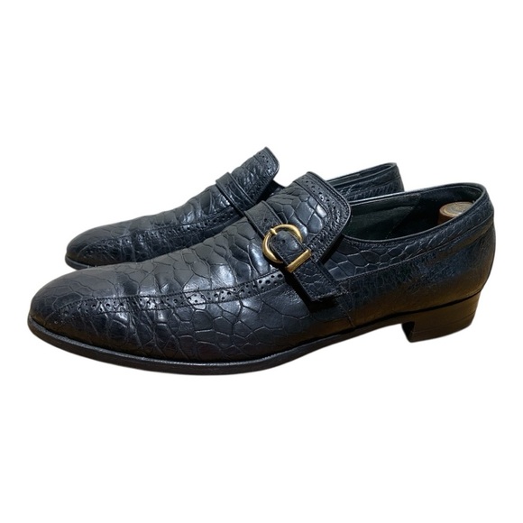 Men’s Vintage Edwin Clapp Turtle Skin Monk Strap Loafers Sz 12 AAA - Picture 1 of 11